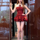 College style sleeveless short contrast color shirt 2025 sweet and spicy puffy skirt suit R1251