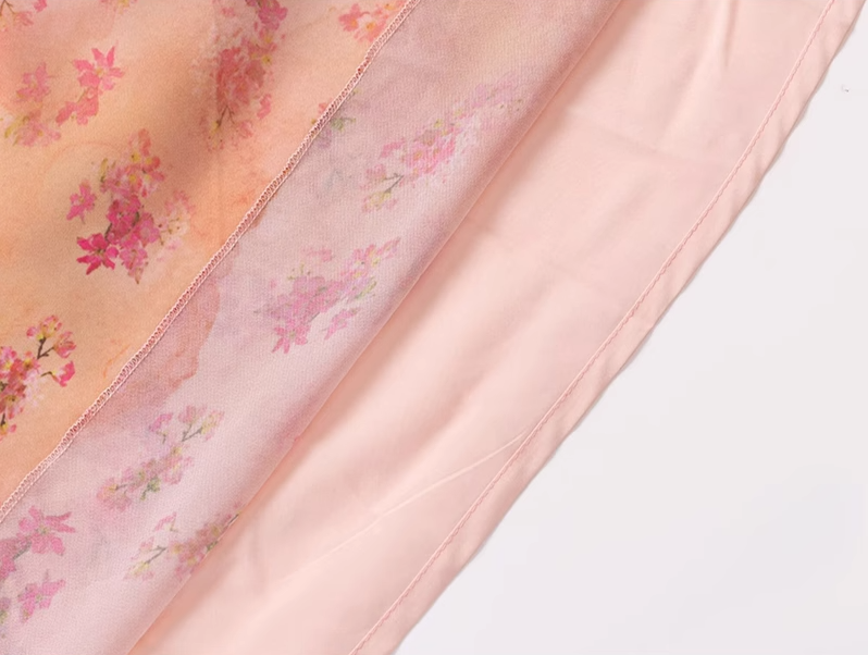 2025 summer new pink floral gentle style small flying sleeve waist lace dress R0954