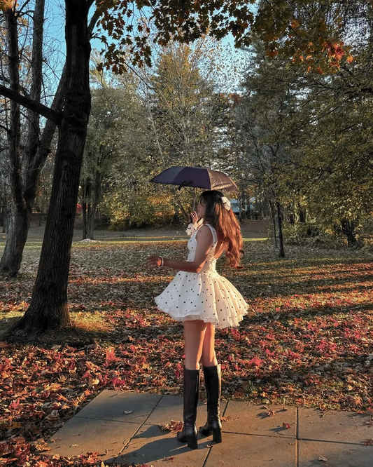 Cute Polka Dots Women's Homecoming Dress White Corset Short Prom Gown Birthday Dress RS3120