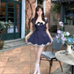 Sweet doll collar short-sleeved dress 2025 waist bow puffy princess skirt R1153