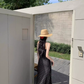 Temperament lace polka dot one-shoulder tube top dress with slim waist and hip-hugging long skirt R0581