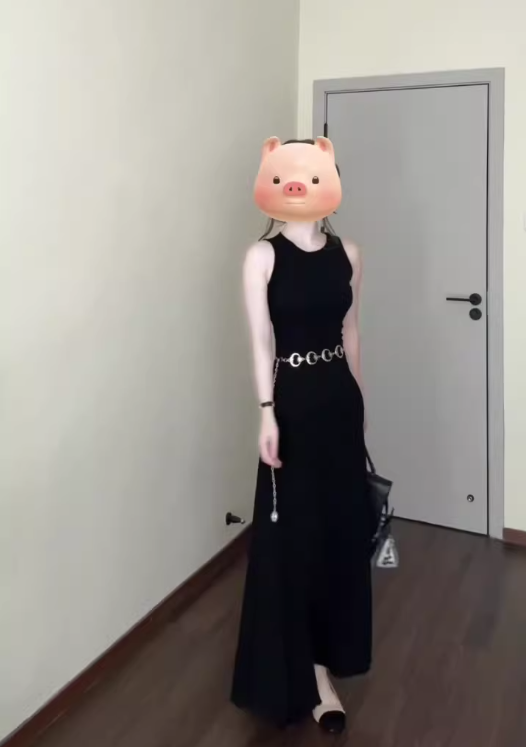 French black sleeveless vest dress 2025 new style temperament high-end waist A-line long skirt R0420