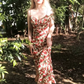 Dress French style retro rose flower waist slim backless suspender fishtail skirt R2916