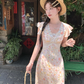 Lace V-neck floral suspender dress for women summer French retro temperament skirt R4782