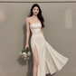 Large size French pure desire high-end tube top dress slit sexy dress long skirt R1858