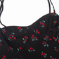 2025 Summer New French Retro Black Cherry Floral Slimming Suspender Dress R0979