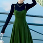 Fairy French retro velvet suspender skirt slim fit waist long skirt dress R1722