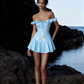 Pink ruffled one-shoulder waist slim short skirt homecoming dress R2946