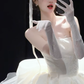White tube top waist slimming fluffy cute gentle princess skirt homecoming dress R4155