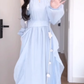 Blue off-shoulder halter neck dress gentle temperament beautiful dress R0741