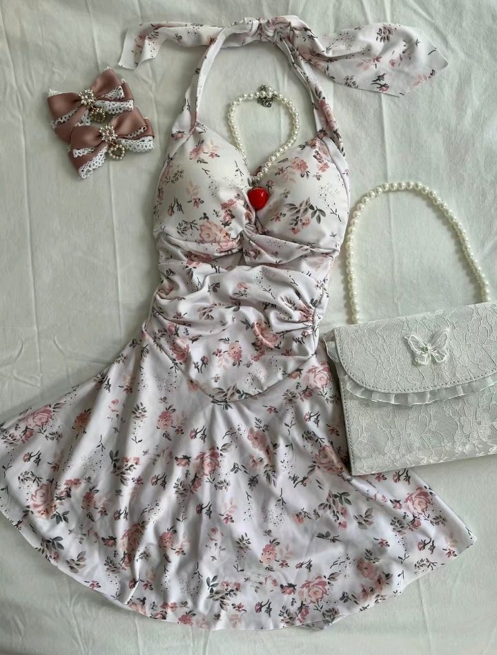 Pink and white halter neck waist sexy slim short skirt homecoming dress R2791