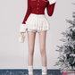 Pure desire style fur patchwork knitted top 2025 large size puffy skirt New Year suit R1379