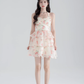 Super fairy new halter neck printed chiffon dress pure summer girl cake skirt fairy skirt female R4112