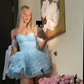 Pink Strapless Fitted Waist Puffy Skirt Homecoming Dress R5440