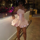 Vibrant Blush Pink A-Line Strapless Splicing Style Bodycon Mini Dress Homecoming Dress RS169