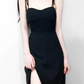 2025 Summer New French Retro Black Waist Cross High Waist Suspender Dress R0978