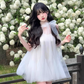 Gentle and sweet style white mesh sleeveless dress beautiful loose A-line short skirt R0801