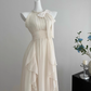 Sleeveless halter dress with waist and ruffled French long skirt R2027