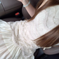 Atmosphere wear white lace sleeveless vest dress beautiful temperament waist A-line long skirt R0421