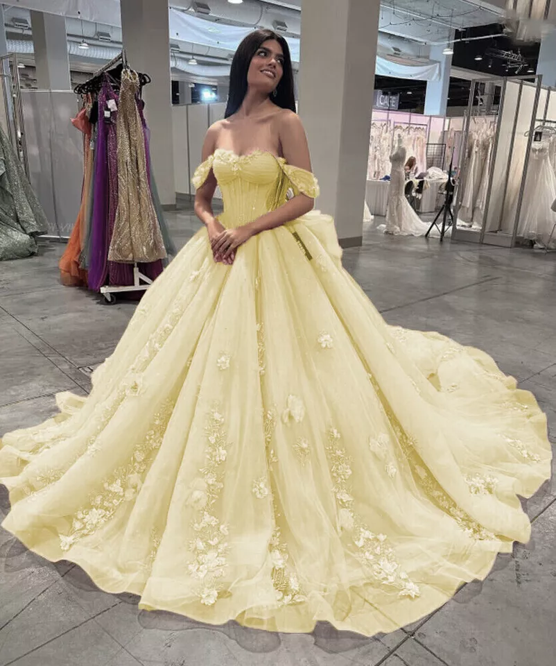 Pink Tulle Quinceanera Dresses for Sweet 16,Off-Shoulder Ball Gowns for Prom S6939