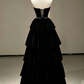 Black Long Strapless Satin Prom Dress Long Formal Evening Dresses     S3508