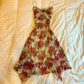 Retro big flower suspender waist long skirt homecoming dress R2745