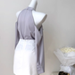 Waist-length irregular off-shoulder halter neck satin shirt dress R2098