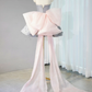 Gray tube top slim waist large swing skirt puffy skirt homecoming dress R4162