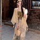 Fairy new Chinese suit butterfly embroidery sling ink dyeing skirt sweater a complete set R1747