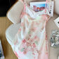 French pure desire style v-neck suspender dress new gentle style small flying sleeve long dress R4034
