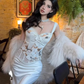 Pure desire style sling fishbone top 2025 plus size hot girl lace hip skirt suit R1190