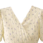 Tea break floral sweet puff sleeve dress female summer V-neck short skirt one-piece wrap dress R0118
