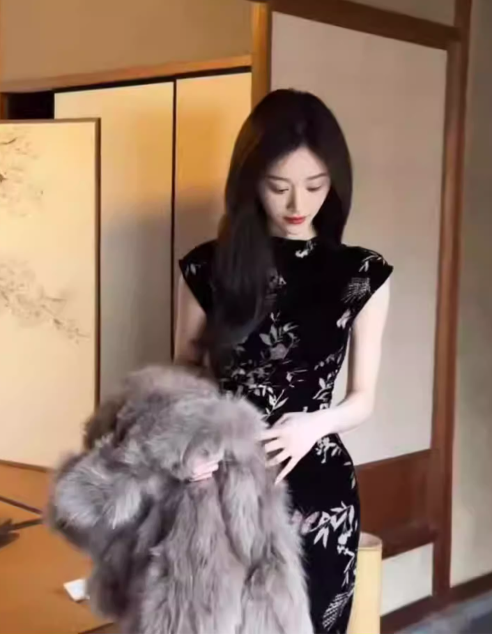 Beautiful young cheongsam 2025 new exquisite new Chinese floral dress R1819