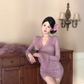 Pure desire style V-neck trumpet sleeve lace dress 2025 hot girl waist hip skirt R1079