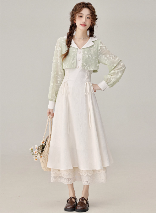 Temperament super fairy fake two piece white dress new holiday dress R1933