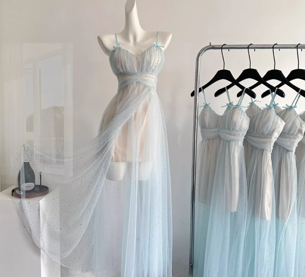 Blue teardrop diamond tulle skirt R2063