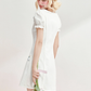 Short-sleeved summer dress V-neck Tencel cotton retro embroidery waist dress R5248