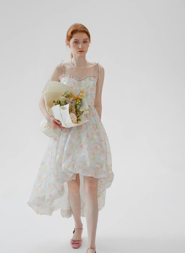 French flower dress floral dress suspender bud dress new style R2692