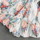 Holiday one-shoulder off-shoulder printed chiffon jumpsuit skirt super fairy wide-leg pants jumpsuit R0380