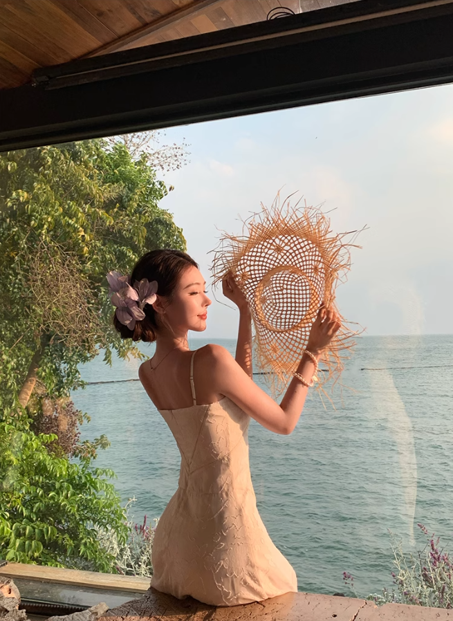 Gentle style suspender dress 2025 new style waist temperament long skirt R0591