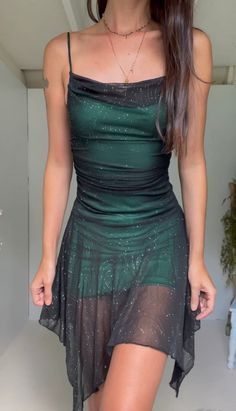 Green suspenders sexy waist black tulle irregular skirt homecoming dress R2796