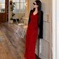Fairy V-neck suspender dress French style slim high waist petite long skirt holiday style skirt R1758