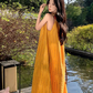 Relaxed yellow tassel sling white dress holiday temperament long dress beautiful beach dress R1621