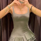 Gray high-grade vest slim fit A-line pleated skirt homecoming dress R3921