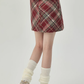 Red plaid a-line skirt 2025 new style hip skirt small slim short skirt R2369