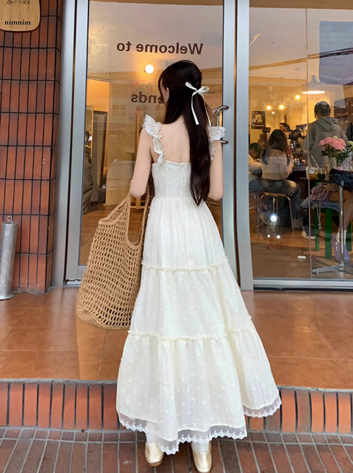 French style petite princess dress with slim waist and flying sleeves R1709