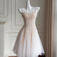 Pink Sequined Strapless Waisted A-Line Layered Tulle Short Skirt Homecoming Dress R3375