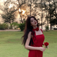 Red suspender dress high-grade irregular chiffon red rose ruffle seaside holiday dress R1470