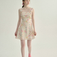 French seaside dress short skirt suspender skirt floral skirt R2759