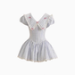 Sweet and spicy baby doll collar puff sleeve striped dress 2025 pure desire waist A-line skirt R1281